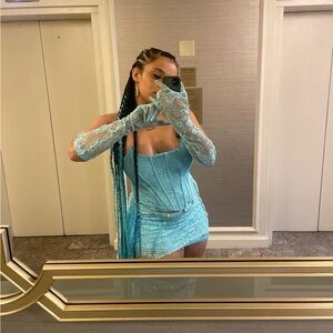 Baby Blue Lace Corset Mini Dress